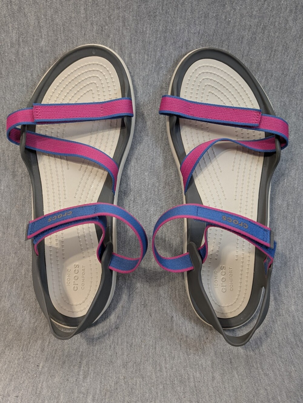 Crocs Swiftwater Webbing Sandals Women's 10 Pink Blue Iconic Comfort